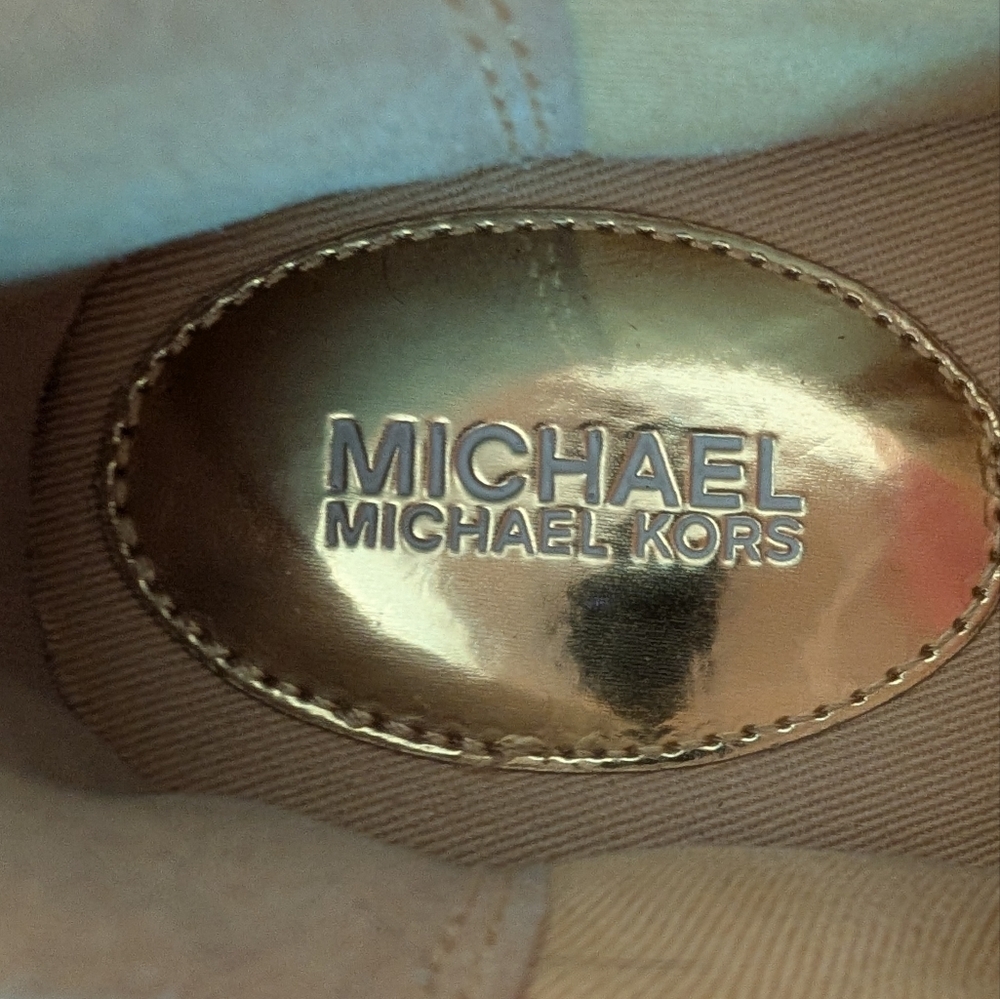 Michael Kors Women's Gold and White Leather Sneakers Size 6  Eu 36 - Picture 7 of 8